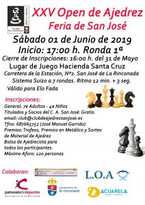 XXV Open de Ajedrez de Feria de San José @ Hacienda de Santa Cruz